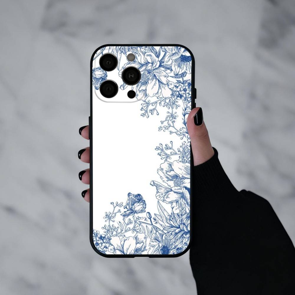 B-blue and W-white China Phone Case For iPhone 17pro,16,15,14,13,12,11 Plus,Pro Max,XS,Soft Silicone Black Cover