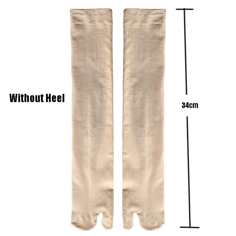 34cm Dwupalcowe Skarpety Tabi Jednokolorowe Długie do Łydki Jedwabne Skarpety Grube Klapki Skarpety Japońskie Bezpiętowe Drewniaki Skarpety Stockingi do Cosplay