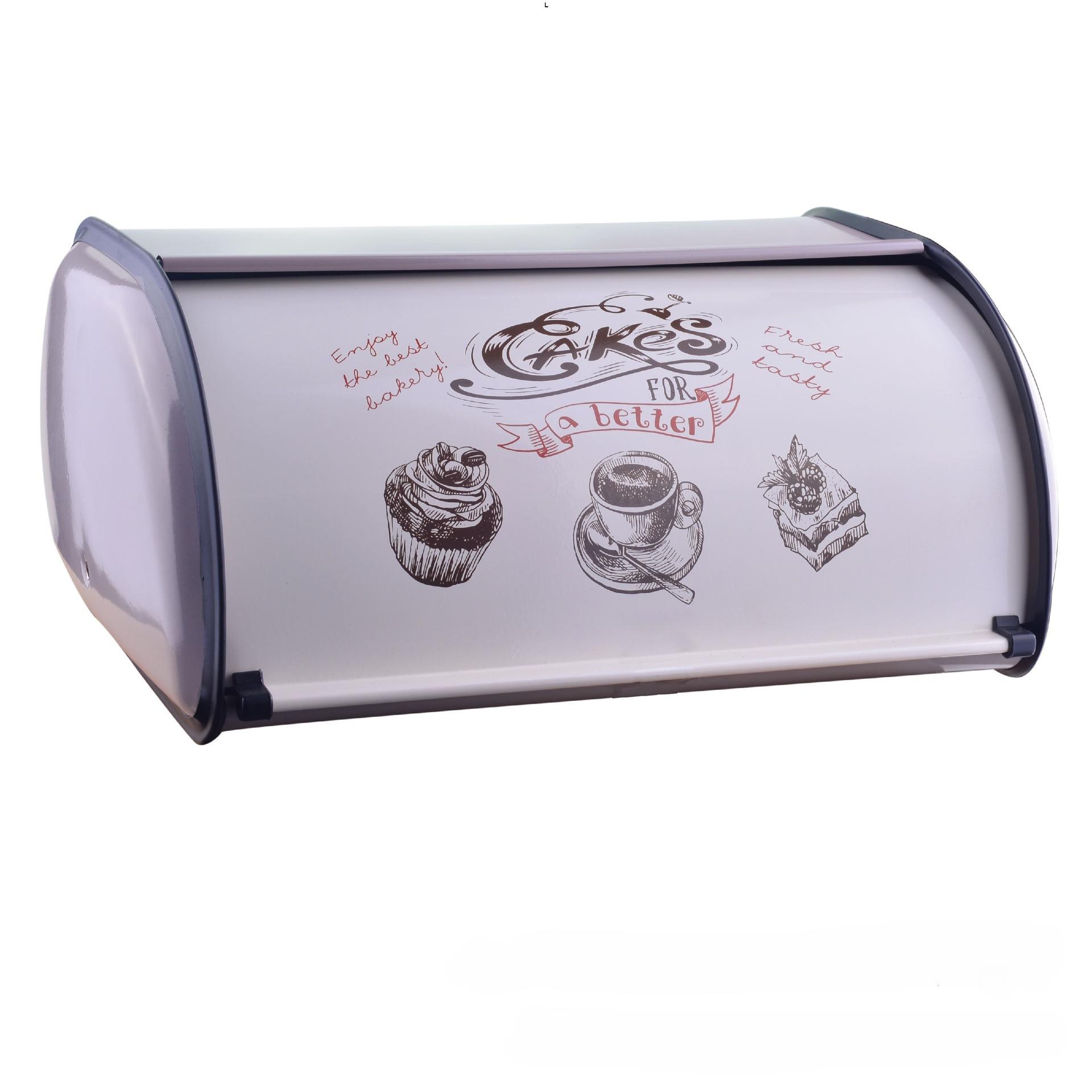 

1 шт. винтажная коробка для хранения хлеба, сворачивающаяся верхняя часть, маленькие железные коробки для закусок с порошковым покрытием для кухни, домашнего декора серый