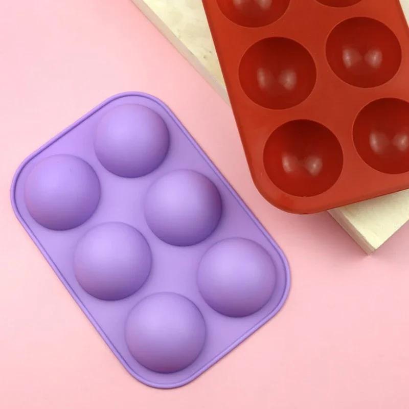 Baking Utensils, Kitchen Tools for 3D Baking, Chocolate Hemispherical Cake Mold, 6-hole Silicone Baking Mold