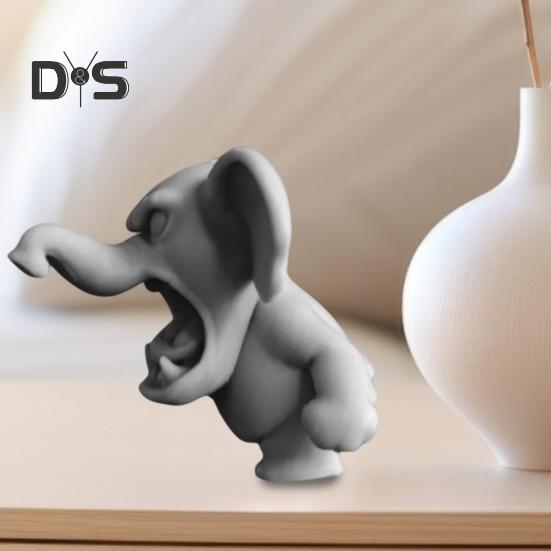 Roaring In Anger Animal Figurine 3D Printed Dog Rabbit Shark Elephant Statue Sculpture Home Office Bookshelf Desktop Decoration Ornament