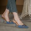 Sandals Women's French Temperament Blue Single Shoes 2025 New Pointed High Heels Stiletto Beautiful Denim High Heels