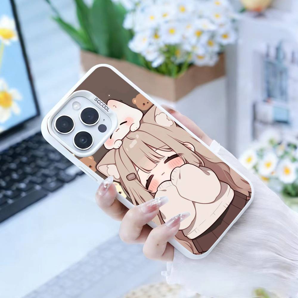 Kawaii Style Kitsune Phone Case For IPhone 16 17 15 14 12 13 Pro Max Black Color Shockproof Cover