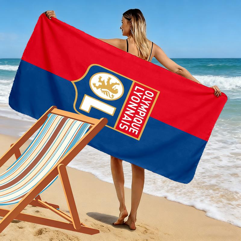 Asciugamano da Spiaggia Stampa Olympique Lyonnais, Asciugamano Grande Morbido Asciugatura Rapida per Spiaggia Campeggio Nuoto