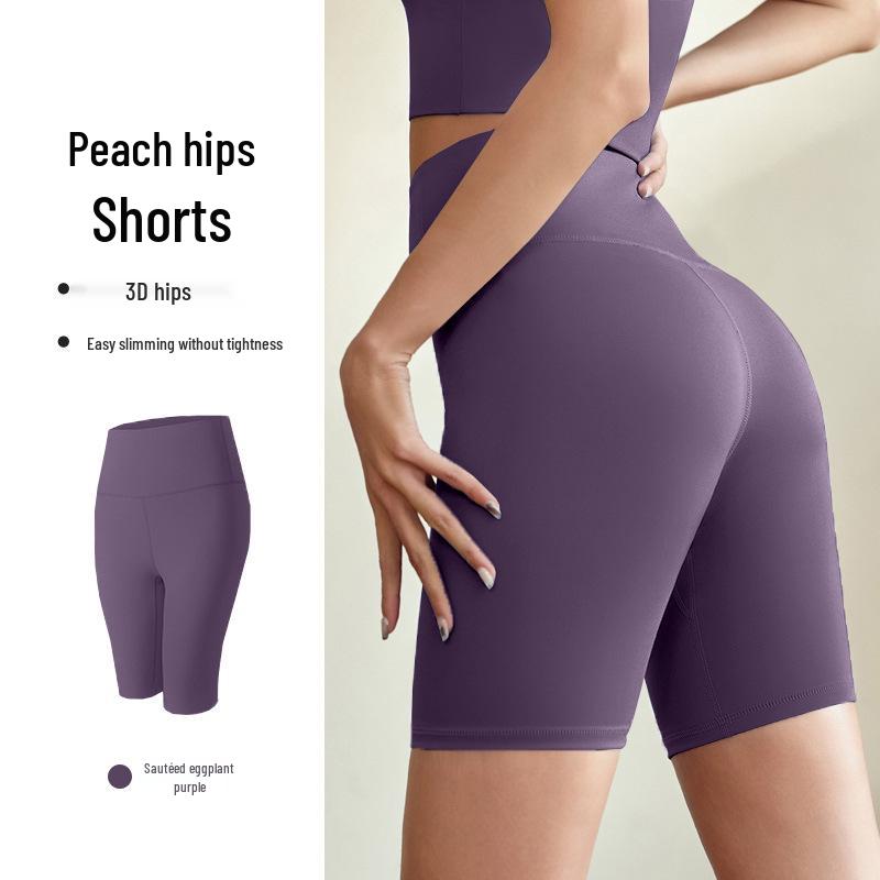 

Европейские и американские женские шорты для йоги с высокой талией и эффектом «персика» - Эластичные, облегающие, фитнес-тайтсы до колена Large
