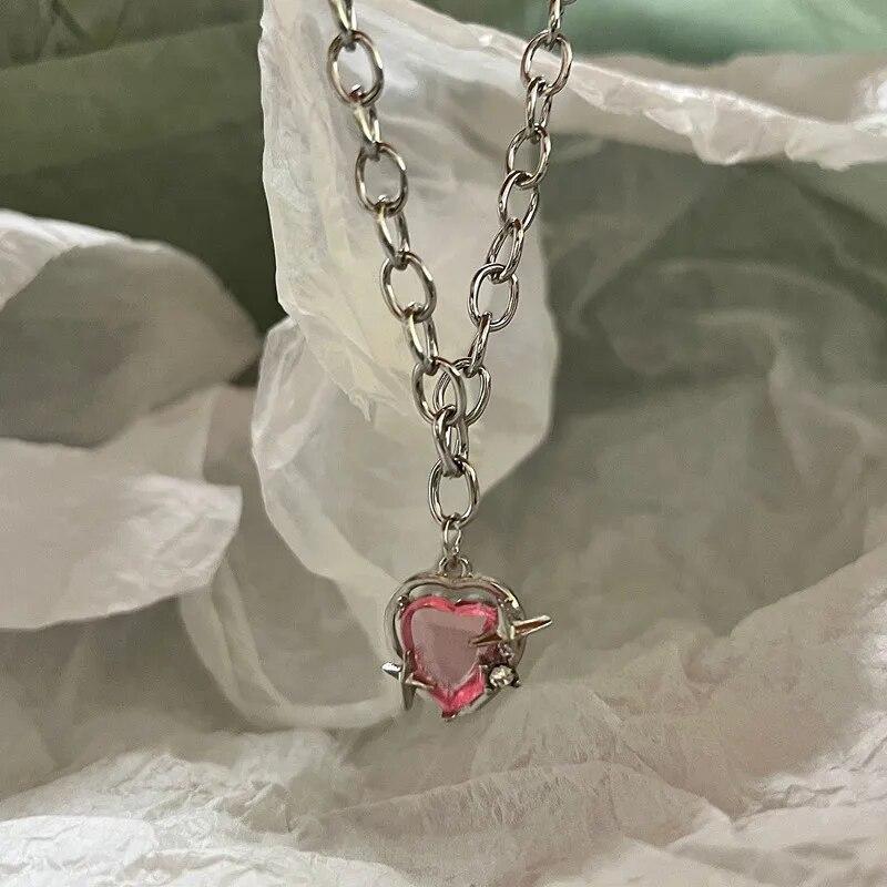 Krystall opal anheng flytende metall halskjede for kvinner krage kjede geometrisk uregelmessig vintage choker Y2K smykker tilbehør