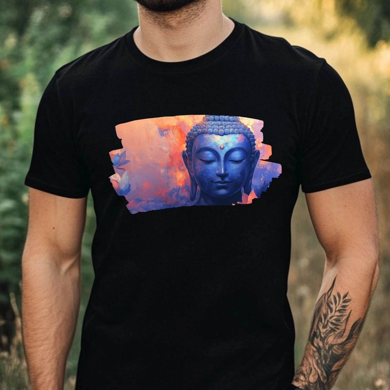 T-Shirt Herren Buddha Portrait Motiv Baumwolle Größe XS bis 5XL XS