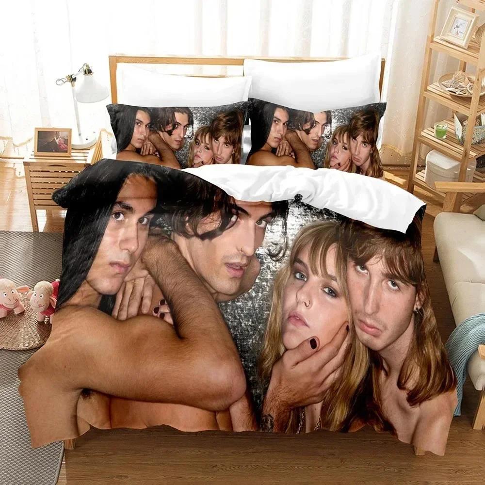 3D Printed Maneskin Rock Band Bedding Set Duvet Cover Sheet Printed Bed Set Pillowcase Full Queen King Size Comforter Bedroom