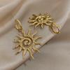New Trend Women's Earrings Vintage Chic Sun Shaped Pendant Stainless Steel Earrings Statement Golden Fashion Jewlery Gift