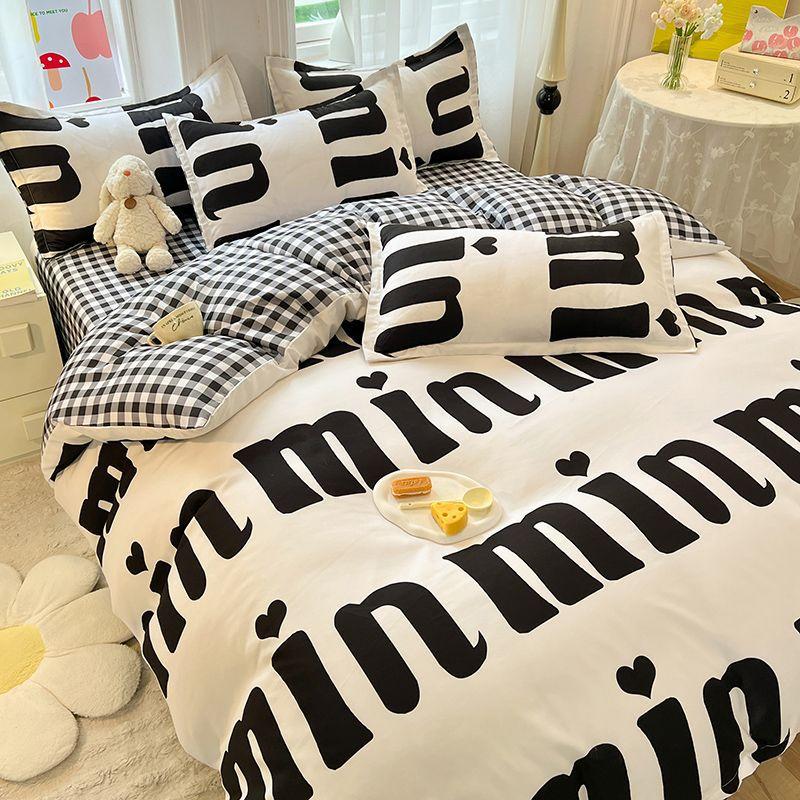 Cartoon Dormitory Three-piece Set Single Bedding Quilt Cover Double Bed Sheet Four-piece Set