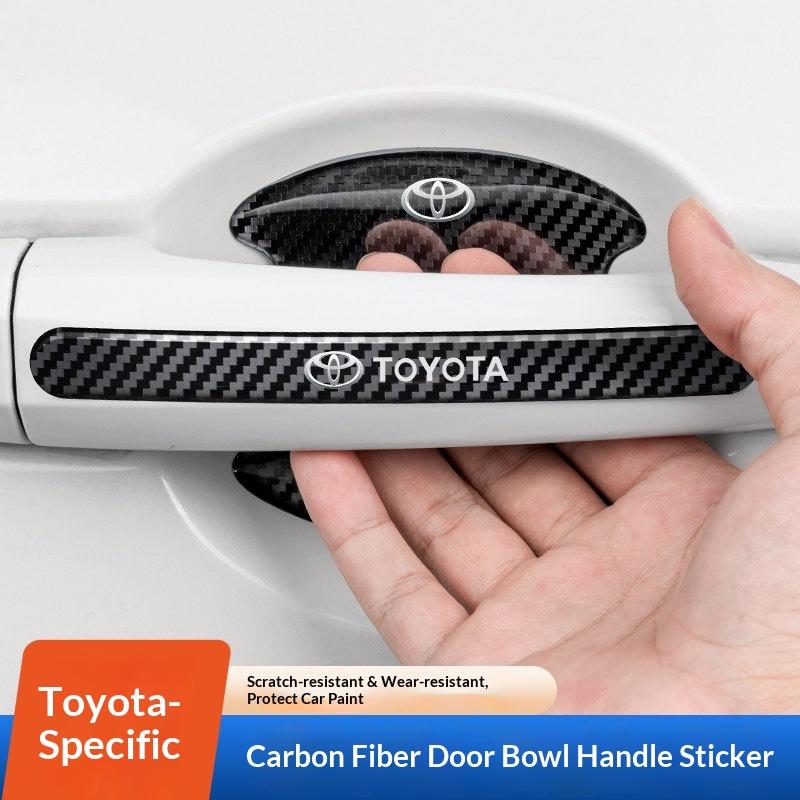 WTRK1 Car Door Handle Bowl Protector Anti-Scratch Carbon Sticker Strip Decals for Toyota RAV4 C-HR Yaris Hilux Prius Auto Accessories
