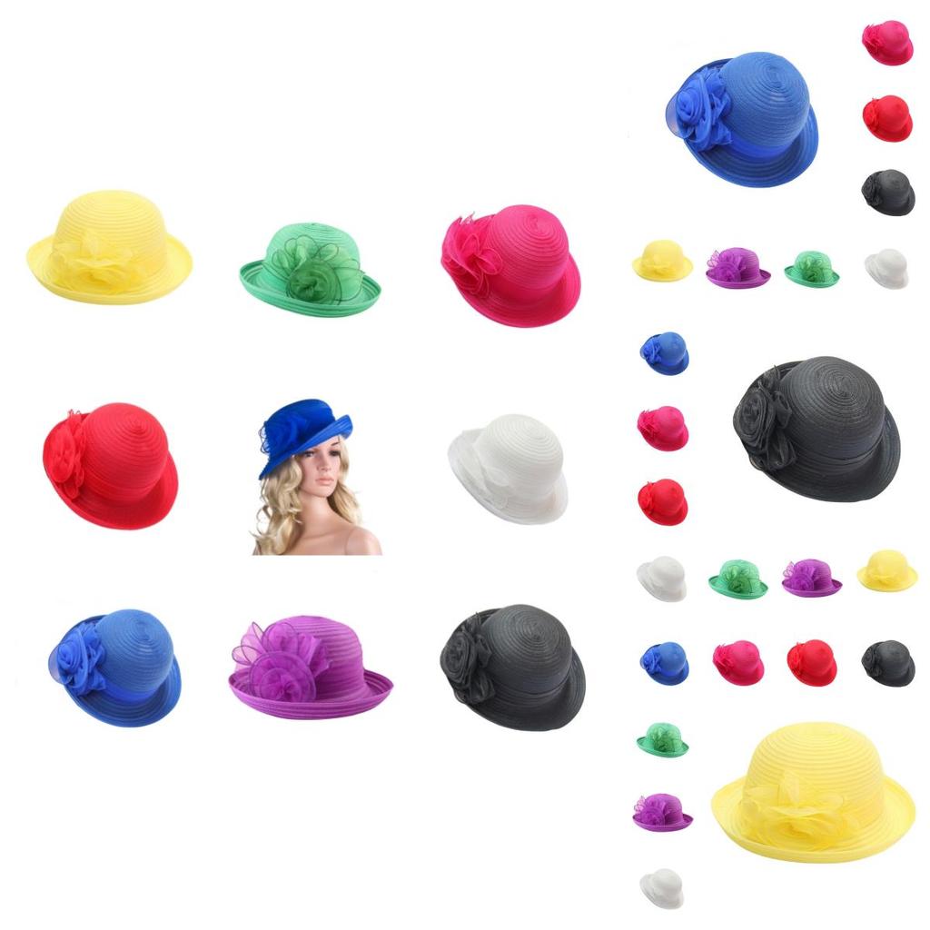 Classic Womens Derby Tea Party Organza Bowler Sun Hat With Vintage Flair