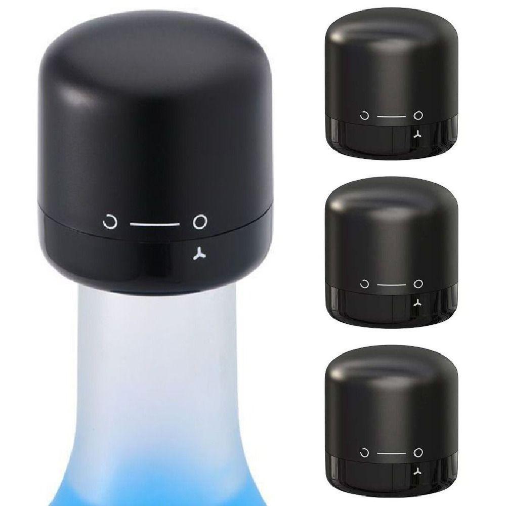 3Pcs Leak Proof Red Wine Bottles Stoppers Vacuum Silicone Sealed Bottle Stopper Reusable Black Wine Bottle Plug