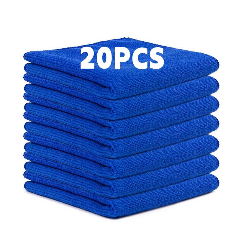 1/100PCS Microfiber Towels Car Wash Drying Cloth Blue Car Care Detailing Cleaning Polishing Duster Home Kitchen Washing Rags