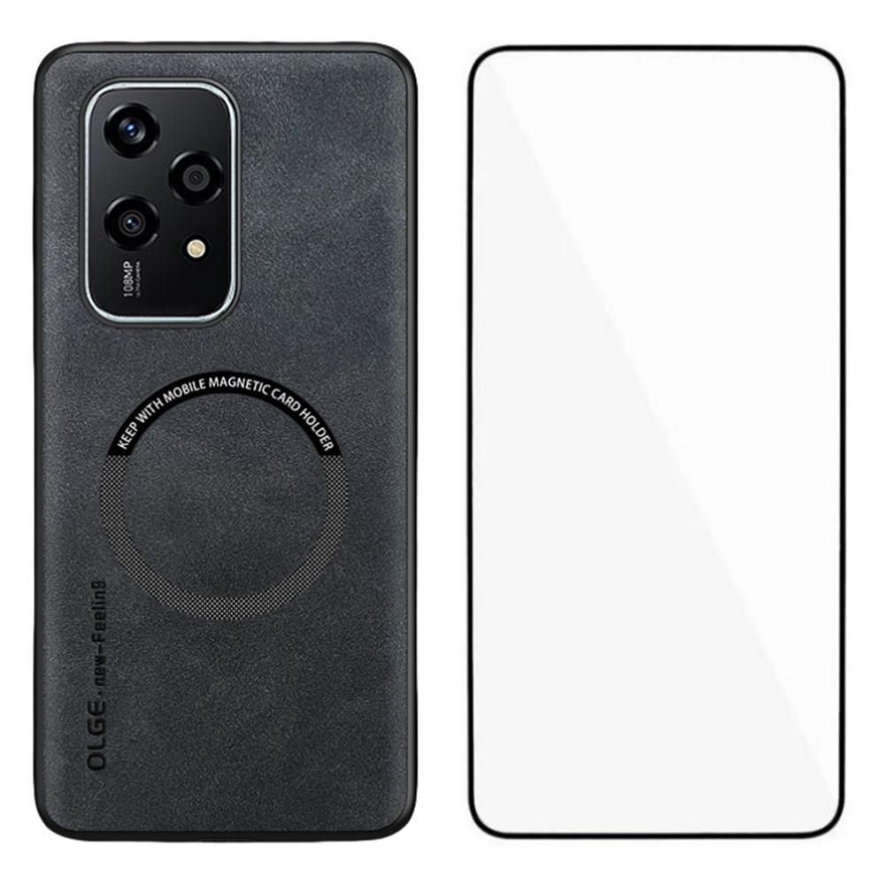 WANLONFENG YBP Series For Honor 200 Lite Magnetic Case with Tempered Glass Film PU+TPU Phone Cover Large Cutout