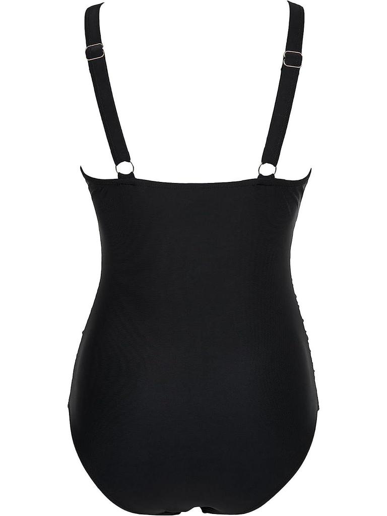 European & American Sexy Mesh Deep V One-Piece Swimsuit for Women