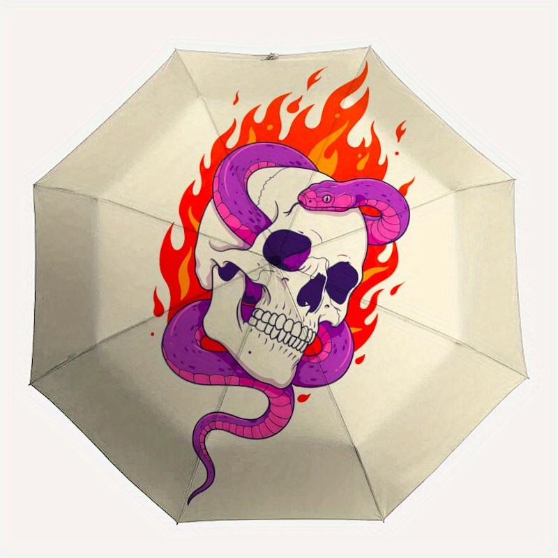 

1pc Skull Snake Automatic Open/close Umbrella, 8-Rib sturdy structure, Portable Travel Umbrella, Parties, Everyday Use, Outdoor Accessory, A
