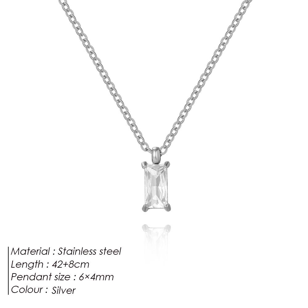 

eManco Stainless Steel Zirconia Square Pendant Necklace