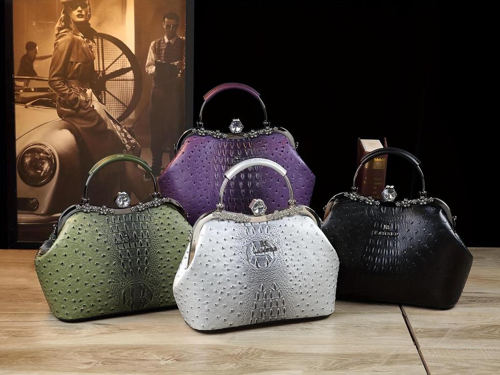 2025 Luxury Women's Soft Leather Shoulder & Crossbody Bag with Ostrich Pattern