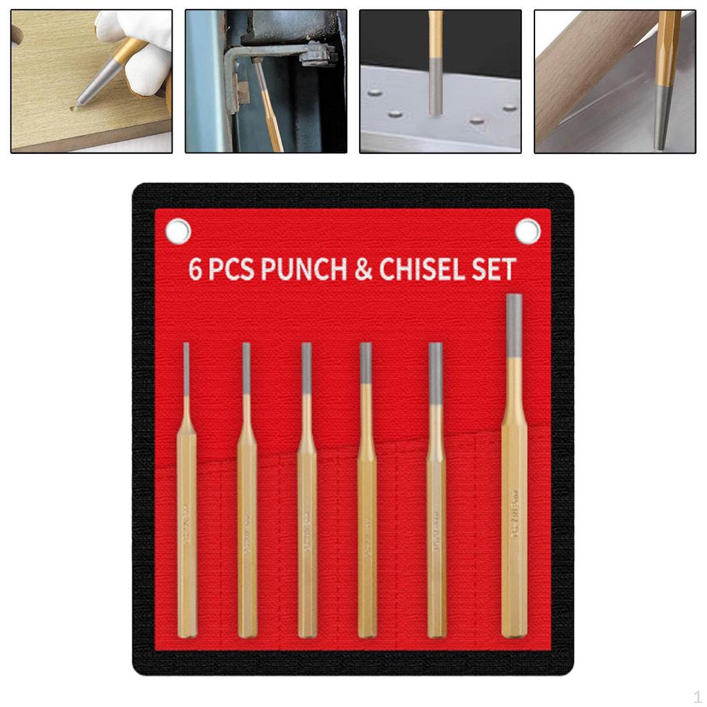 6 Stück Körner-Set Zentrierstift und Werkzeug Professionelles Maurer-Set für Zimmerleute Heimwerker