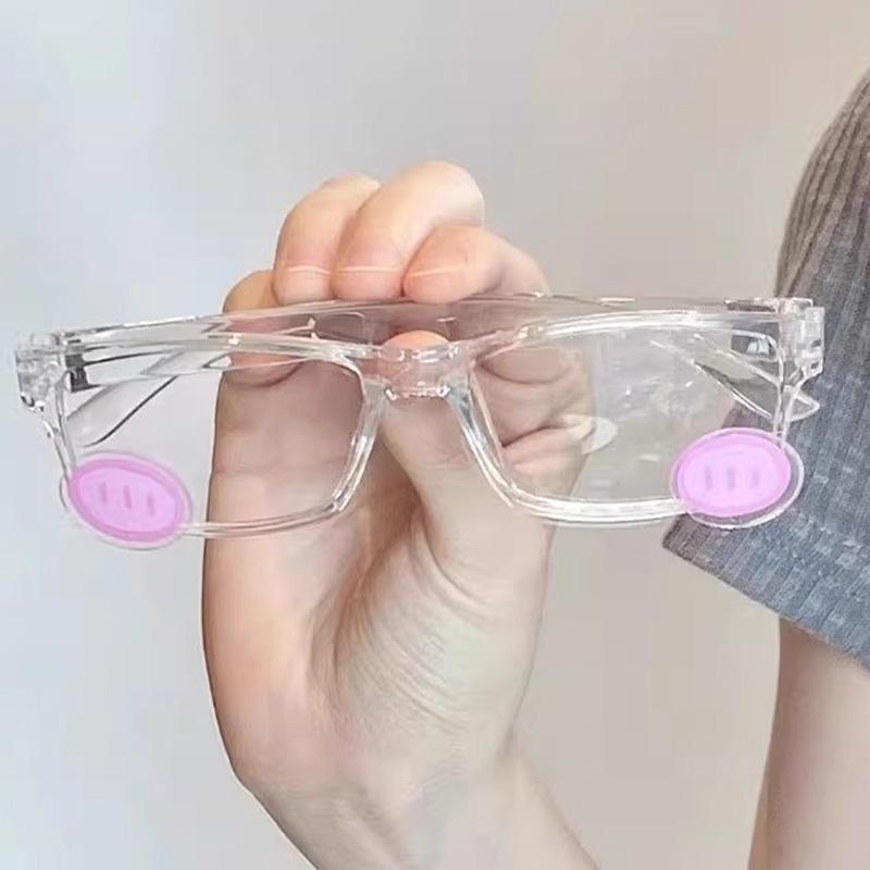 Óculos de Sol Fashion com Armação Preta Transparente Blush em Pó Óculos Anti Luz Azul Desenho Animado Japonês Anime Cosplay Decoração