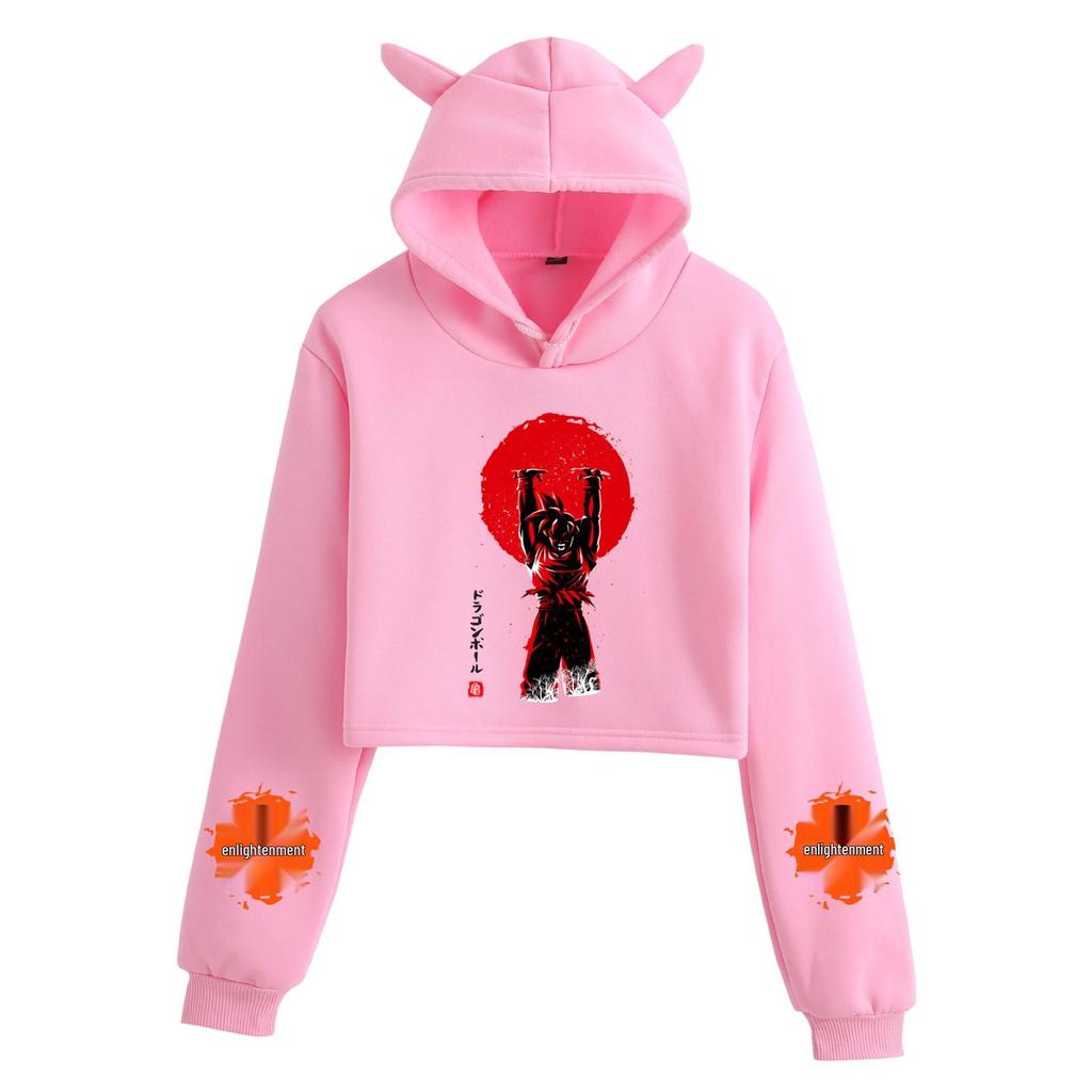 Felpa con cappuccio da donna Dragon Ball Goku Orecchie da Gatto - Design Stampato Serie Saiyan