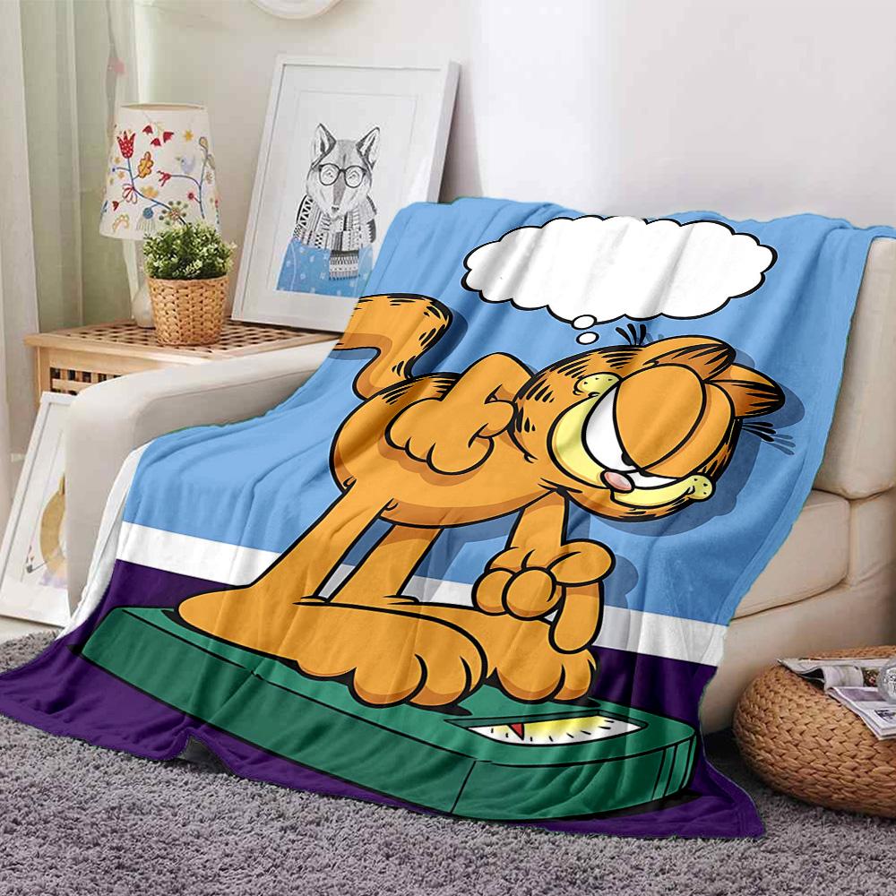 Garfield Scale Flannel Blanket Super Soft Warm Cozy Blanket For Sofa Bed Office Travel Allseason Home Decor Gift