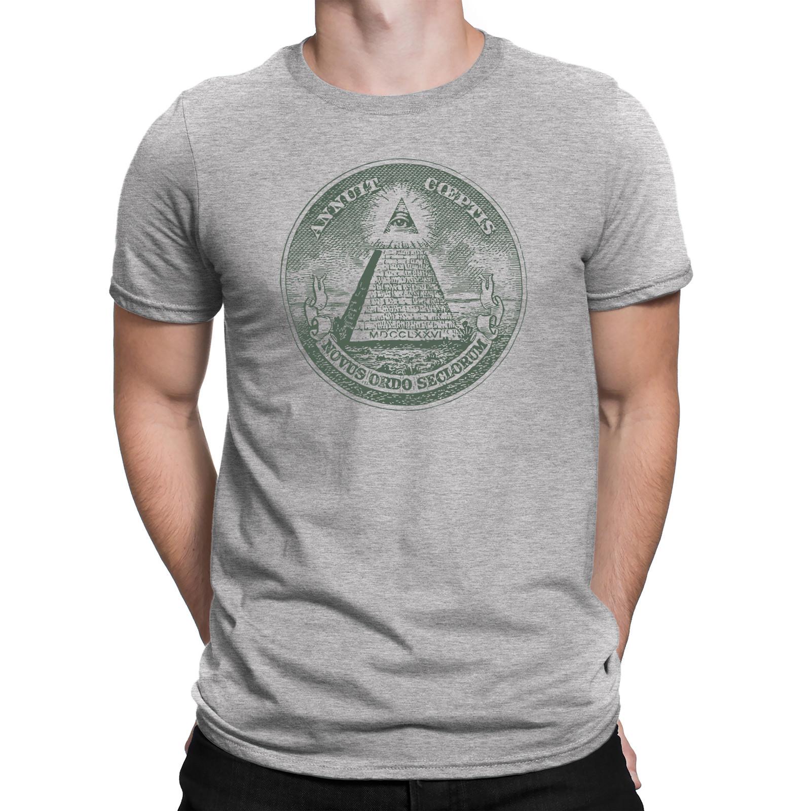 Illuminati Mason Masonic Pyramid Dollar Eye Ladies Mens  T-Shirt Mens Womens Tees Top Hipster L