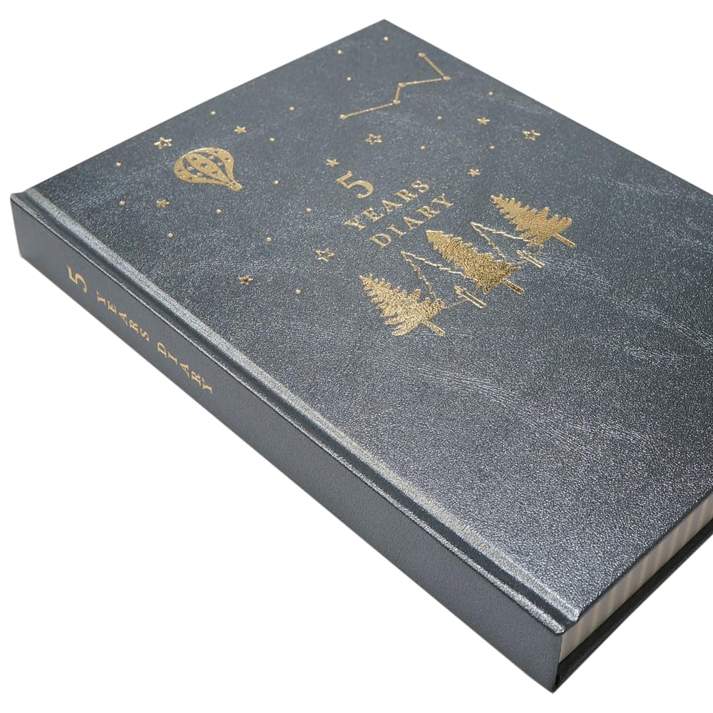 Closepin A5 368 Starry Sky Forest and Starry Gold Foil Free Made in 5-Year Diary, Size, Pages, Design, Sky, Hardcover, Finish, Type, Japan, DI-16686
