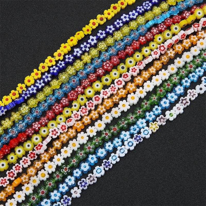 10 adet 6mm El Yapımı Lampwork Cam Çiçek Boncuk Kolye Bilezik Küpe DIY Takı El Sanatları Yapımı