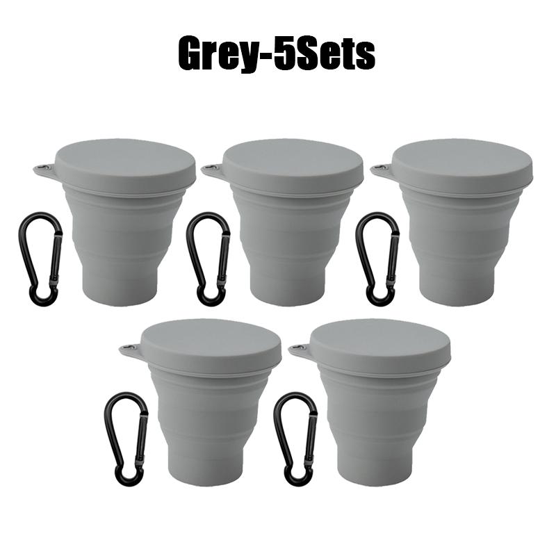 180 ml Klappbecher, Mini-Einziehbecher, Silikon, tragbare Teetasse, Outdoor-Reise-Kaffee-Teleskop-Trinkbecher mit Deckel