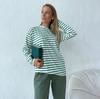 Summer Women Long Sleeve T-shirt O Neck Stripe