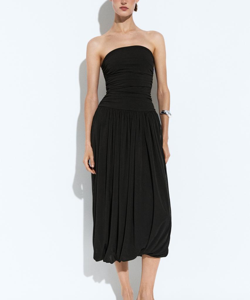 Masimodutti Off-Shoulder Balloon Midi Dress