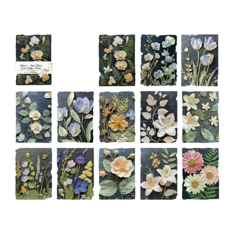 23Sheets Retro Scrapbooking Paper Embossed Flower Leaf Paper for Scrapbooking Photo Album Journal Notebook