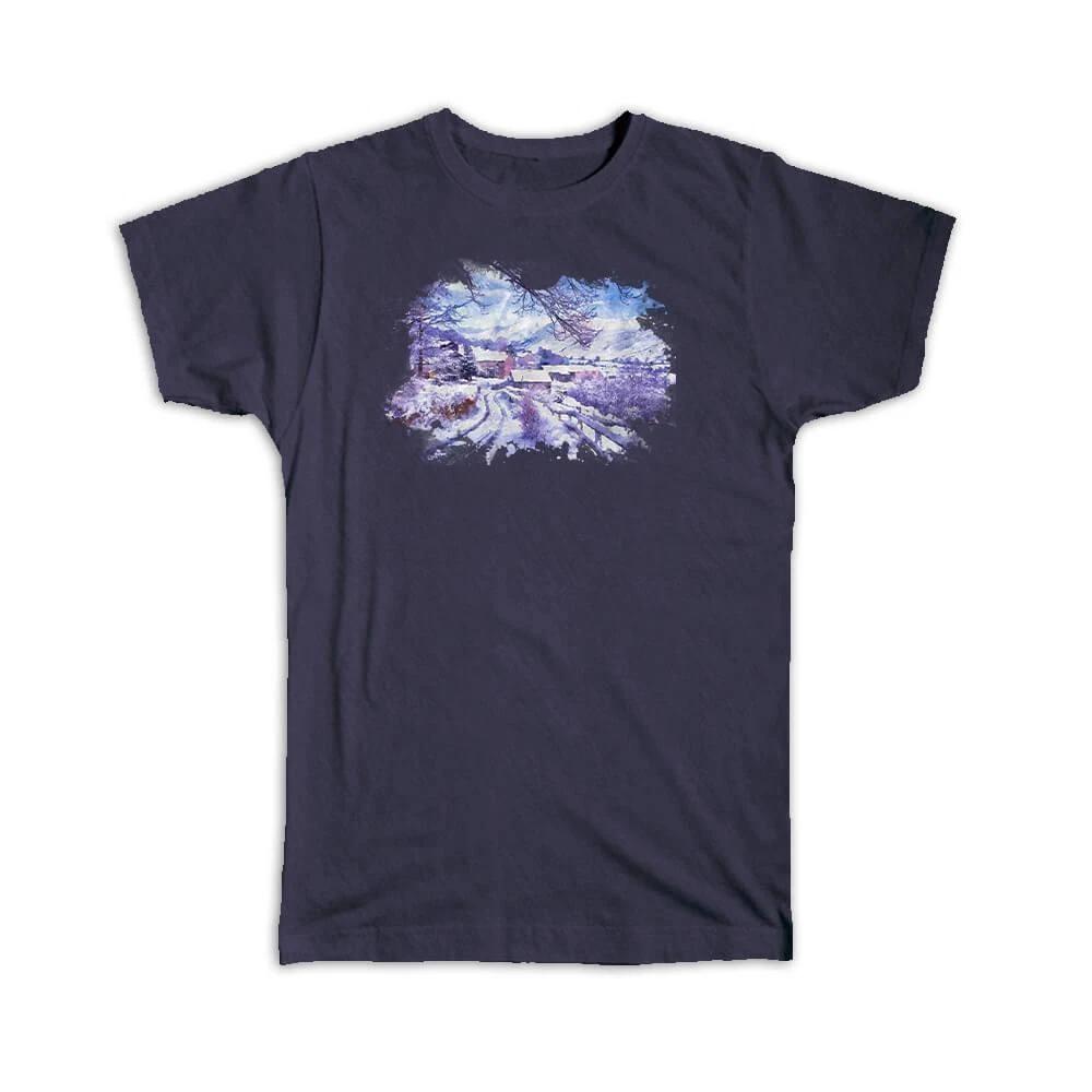 Gift T-Shirt : Watercolor Winter Road Frame S