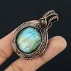 Labradorite Pendant, Handmade Gemstone 999 Copper Wire Wrapped Pendant Antique Jewelry, For Gift Silver Jewelry