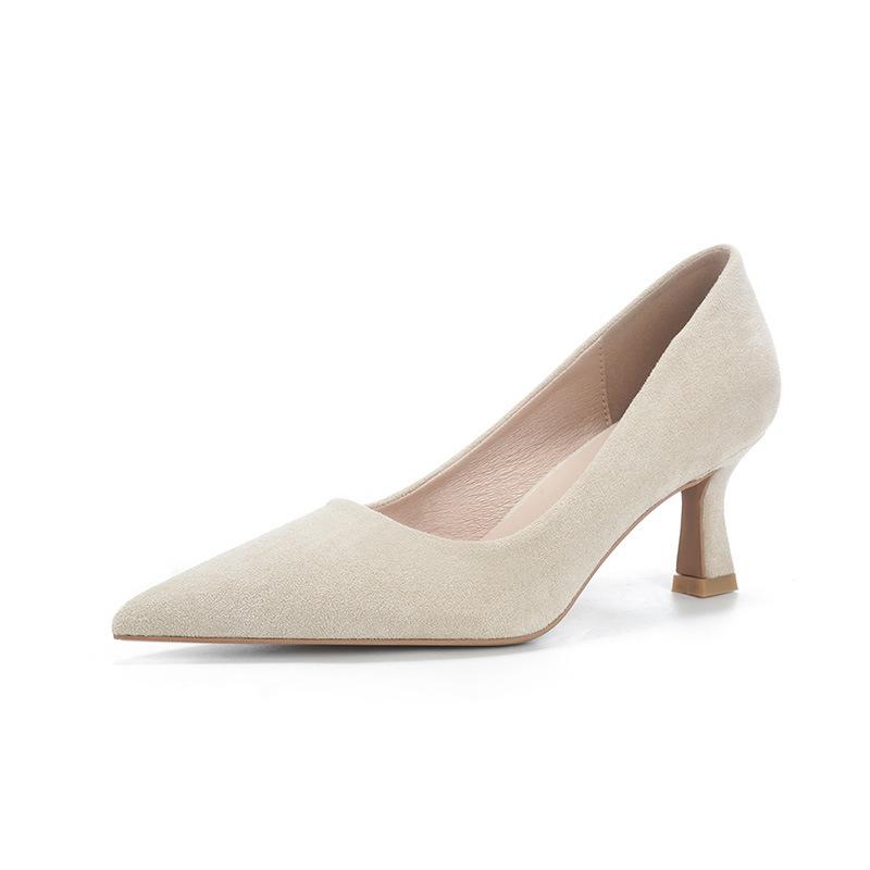 High Heels Women's Spring and Summer New Black Suede Light Mouth High Heels Pumps Women Solid Color Pointed Fashion Work Shoes