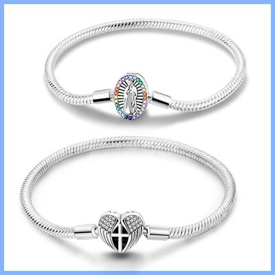 Vero braccialetto in argento S925 con perline dal design originale, ciondoli, bracciale fai da te, creazione di gioielli, regalo per le donne in saldo