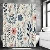 Rustic Style Floral Plant Shower Curtain, Bathroom Decorative Shower Curtain, Waterproof Shower Curtain with Hooks