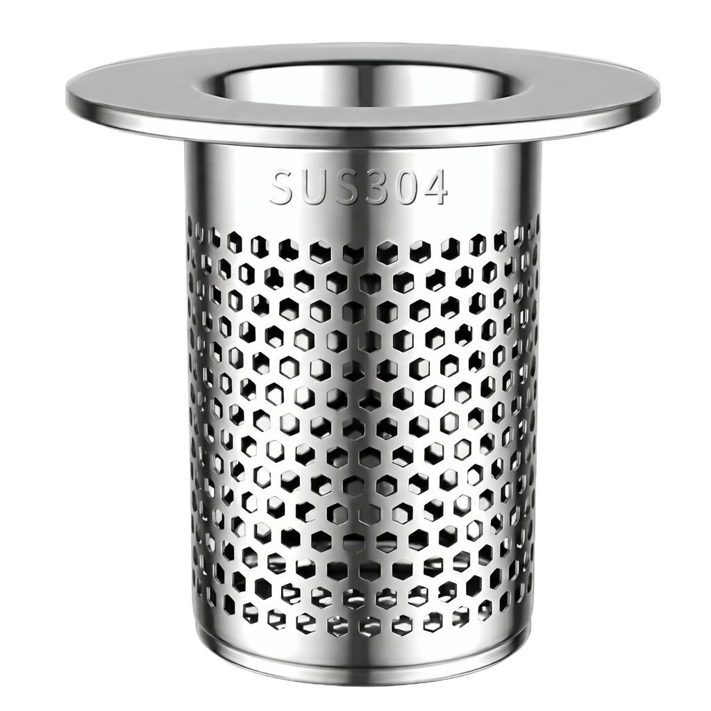 304 Stainless Steel Floor Drain Filter Strainer for Bathroom Kitchen Toilet Drainage System with Hexagonal Mesh Design and Removable Structure