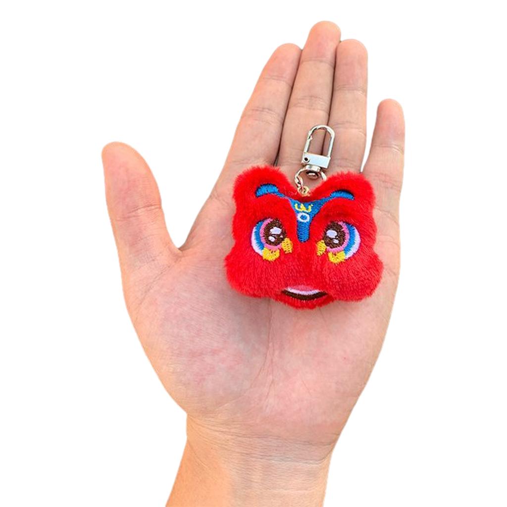 Cartoon Lion Dance Doll Keyring Chinese Style Plush Keychain Schoolbag Backpack Pendant Key Chain for 2024 New Year Gift