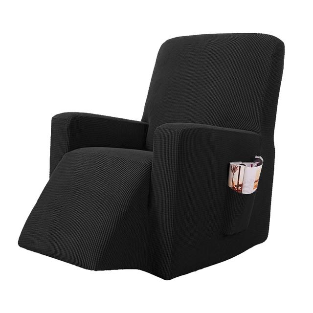 Stretchy Recliner Slipcover Updated Woven Jacquard Recliner Chair Cover With Side Pocket Anti -Slip Fitted Recliner Cover Couch Protector