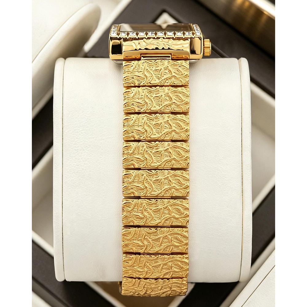 Luxury Square Quartz Watch Crystal Bezel Textured Dial Vintage Carved Metal Bracelet Waterproof Daily Dress Watch for Men Women Couple Matching Watch