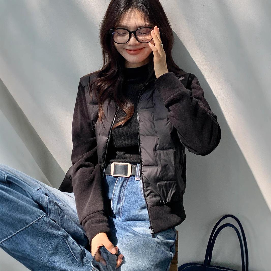 

Solid Color Warm Down Jacket Korean Versatile Jacket Top Fleece Zipper Cardigan Women M
