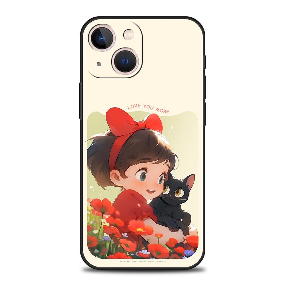 Cute Cartoon Black Cat Phone Case For Samsung Galaxy S26 S25 S24 S23 S22 S20 Ultra S21 FE 5G S10 Plus TPU Shockproof Cover