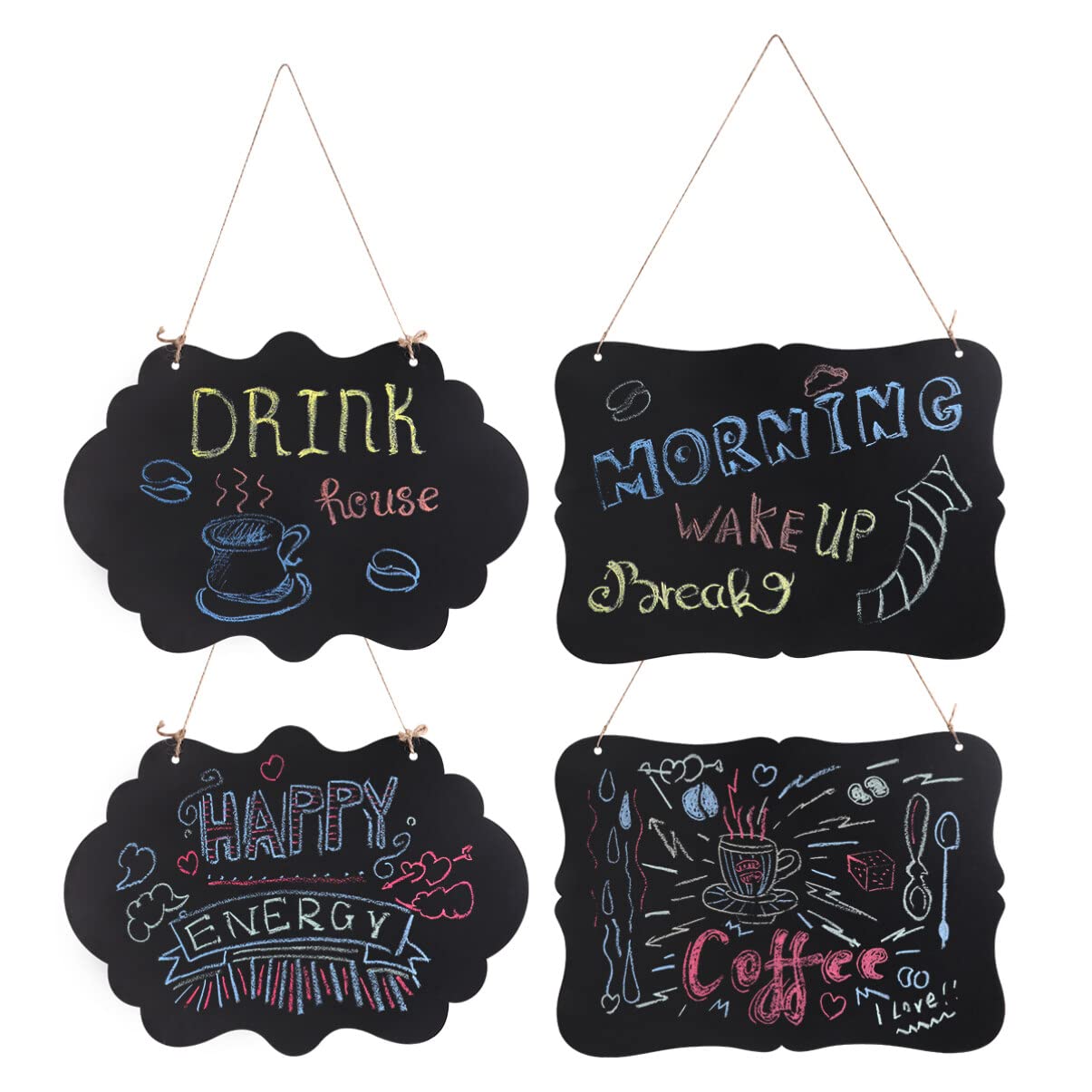 

NUOLUX Mini Chalkboard Door Plate, Welcome Board, Entrance Sign, Double-Sided Blackboard, Menu Board, Open/Close Sign, Double-Sided, Set of 4