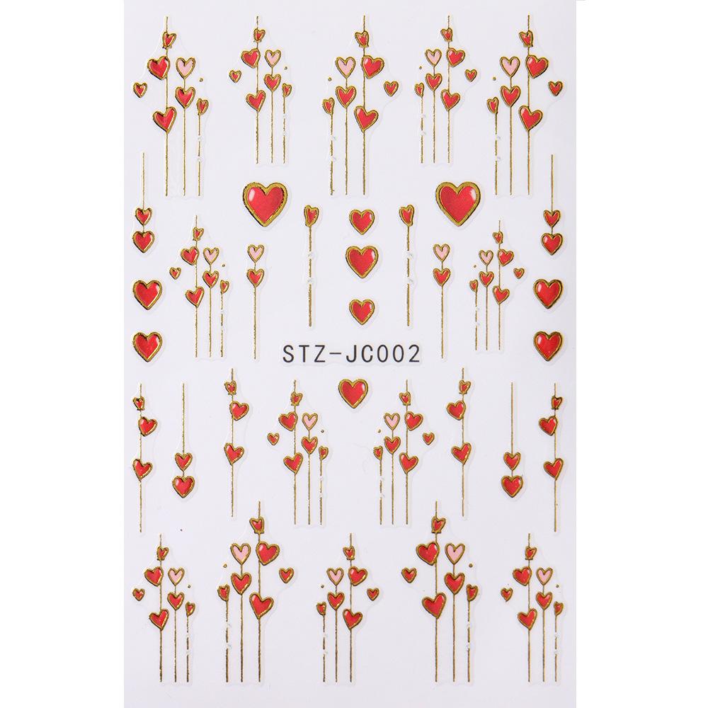 Nail Art Stickers Ins Golden Edge Love Line Valentine's Day Romantic 3D Adhesive Nail Stickers