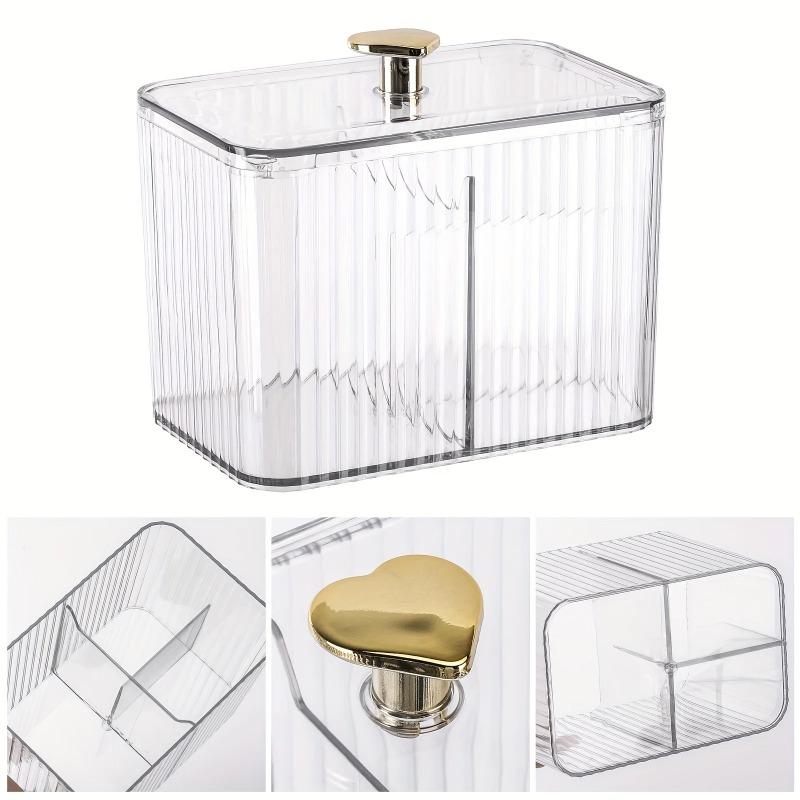 Porta Cotton Fioc Dispenser 3 Scomparti Trasparente Organizer da Bagno Barattolo 3 Griglie Porta Cotton Fioc/Dischetti/Palline Contenitore Scatola PortaCosmetici