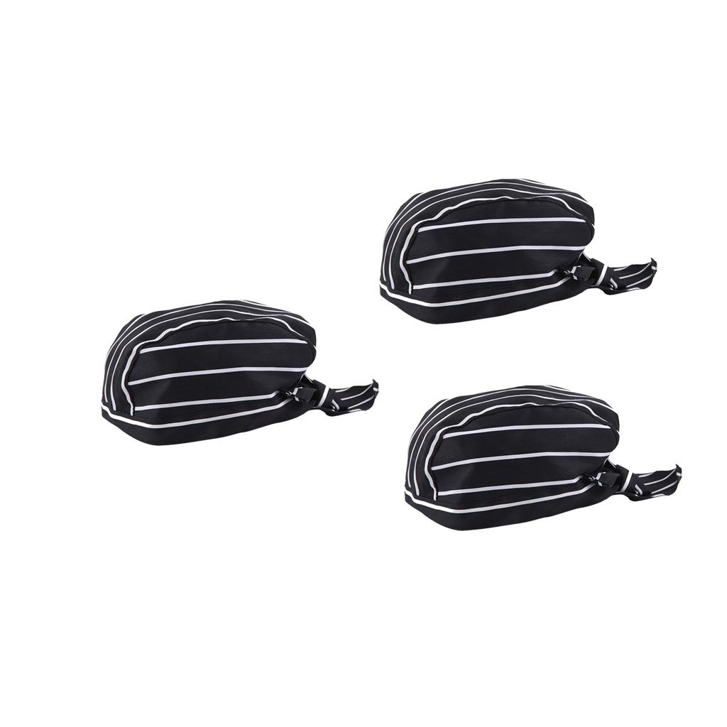 3 Pcs Unisex Kitchen Catering chef Skull Cap / Tie Back Hat Pirate Headwrap for Restaurant, Coffee
