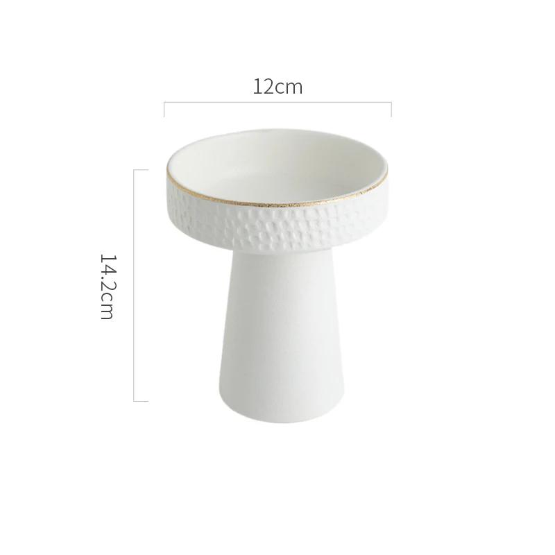 Round Ceramic Pasta Steak Plate Salad Bowl Soup Basins Cooking Plate Kitchen Solid Color Tableware High Foot Snack Desserts Tray